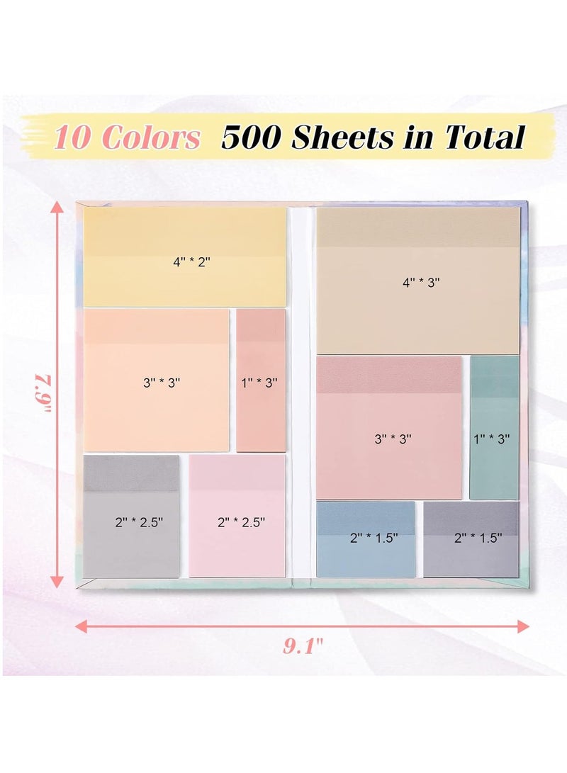 Transparent Sticky Notes Set, 6 Sizes Clear Pads with 10 Colors, Waterproof Self-Stick Translucent Notes, See Through for Bible Tabs, Book Office, 500 Sheets - Image 2